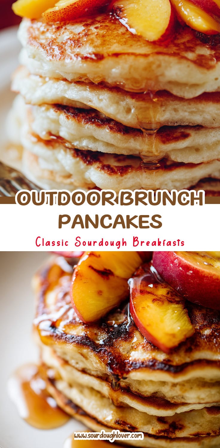 Sourdough Peach Pancakes with Honey for Outdoor Brunch